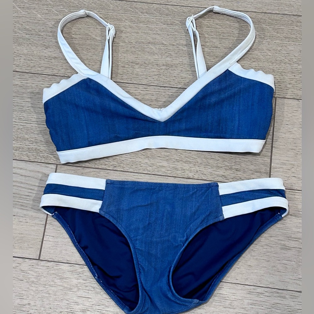 Seafolly Navy and White Bikini Size 8 USA
